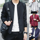 Fashion Casual Men Jacket Coat Stand Collar Baseball Jacket Long Sleeve