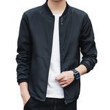 Fashion Casual Men Jacket Coat Stand Collar Baseball Jacket Long Sleeve