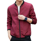 Fashion Casual Men Jacket Coat Stand Collar Baseball Jacket Long Sleeve