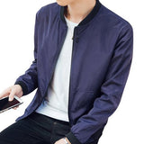 Fashion Casual Men Jacket Coat Stand Collar Baseball Jacket Long Sleeve